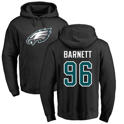 Men Philadelphia Eagles #96 Derek Barnett Black Name and Number Logo NFL Pullover Hoodie Sweatshirts